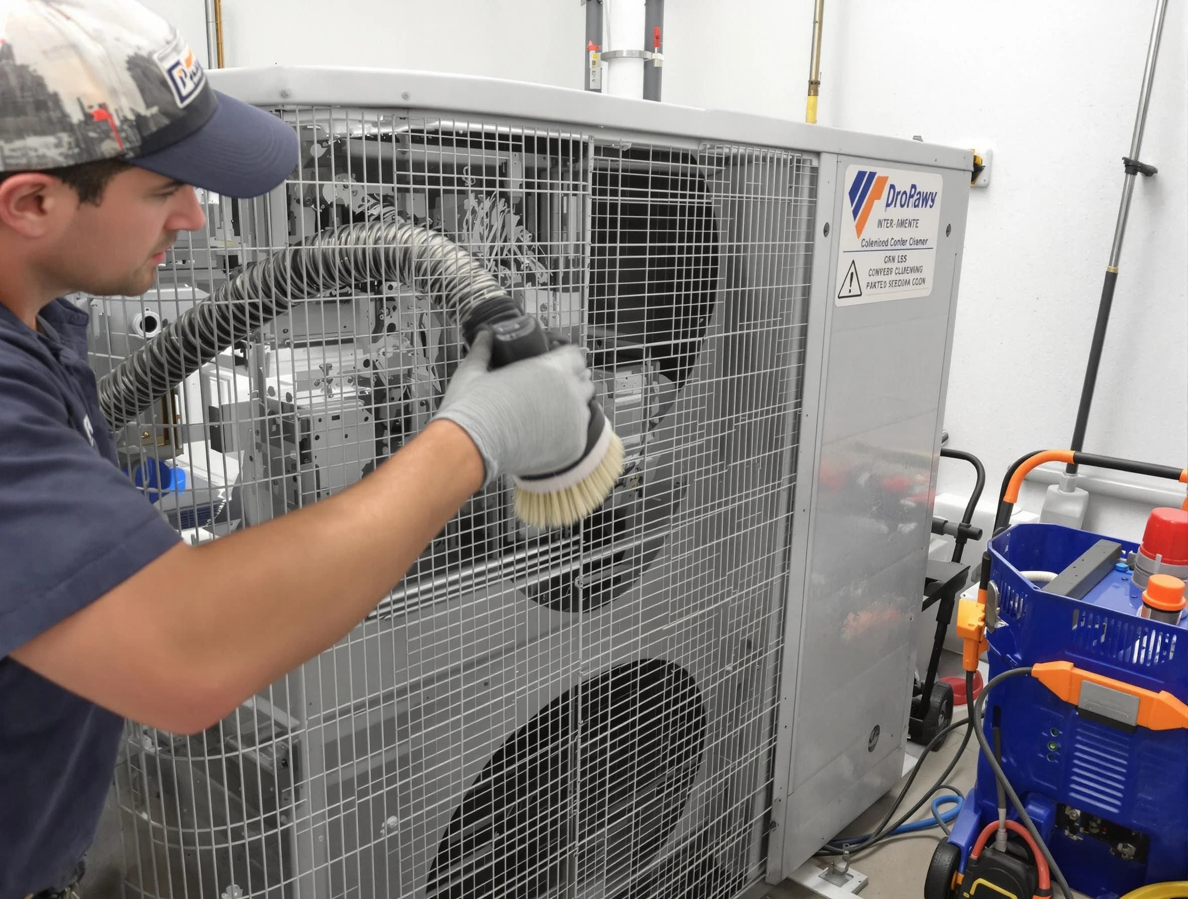 Hingham Air Duct Cleaning specialist performing precision AC coil cleaning for improved system performance in Hingham