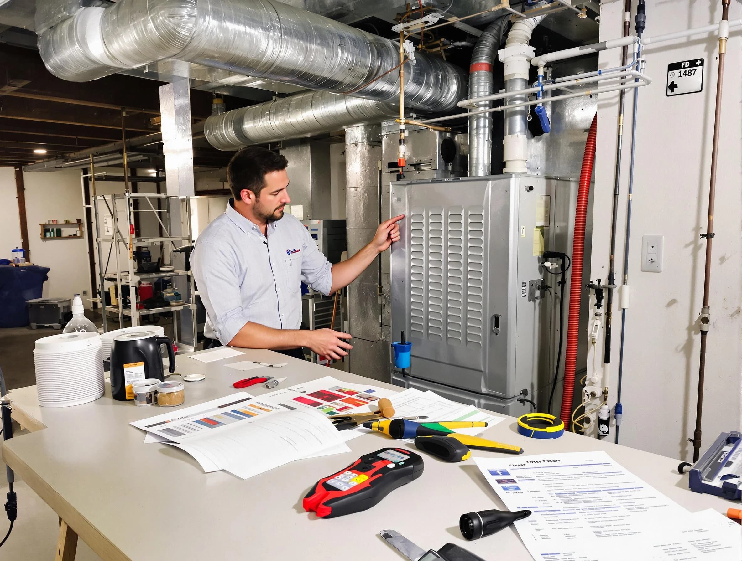 Hingham Air Duct Cleaning inspector conducting detailed filter system evaluation using professional diagnostic tools in Hingham