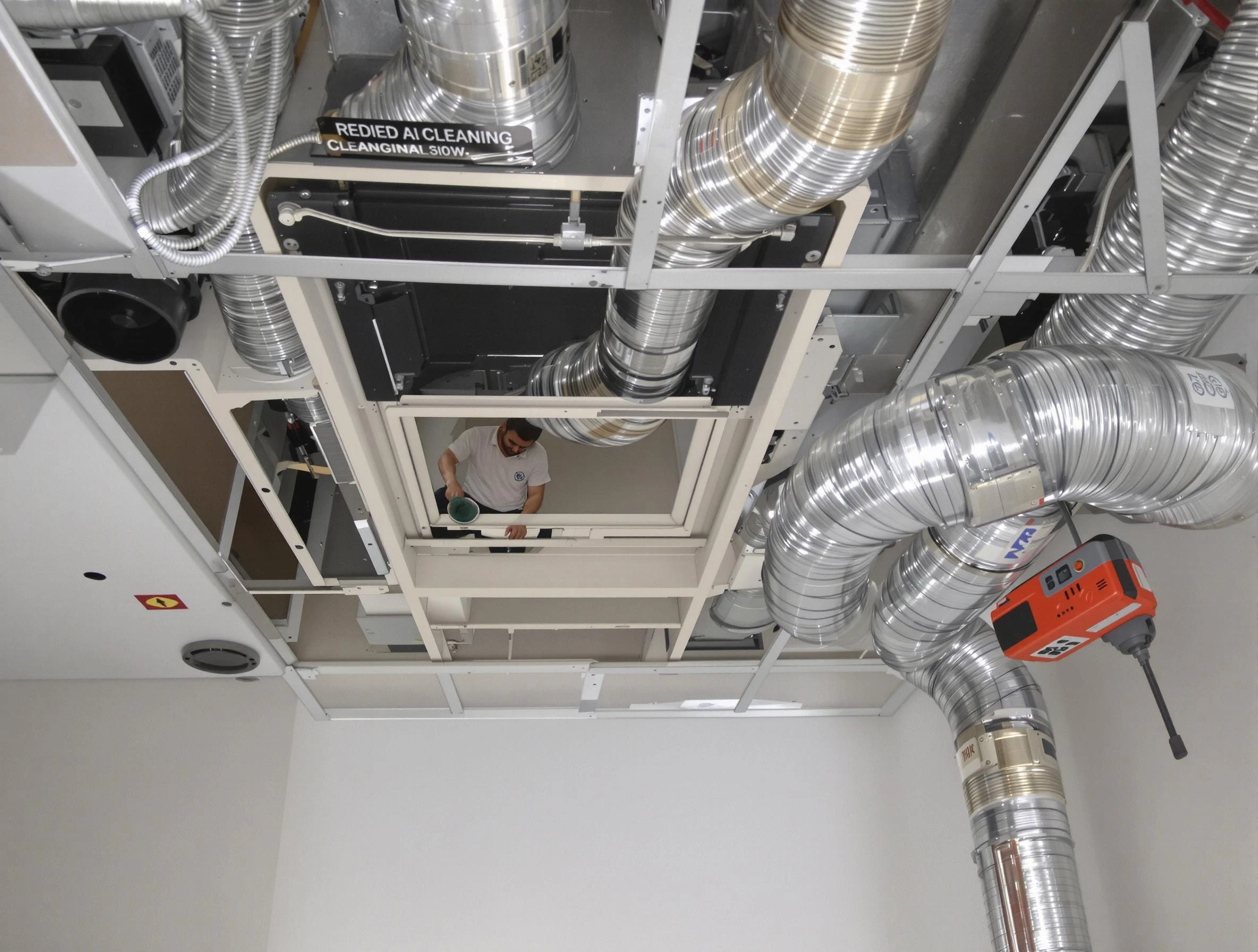 Hingham Air Duct Cleaning technician performing detailed central duct system cleaning in Hingham